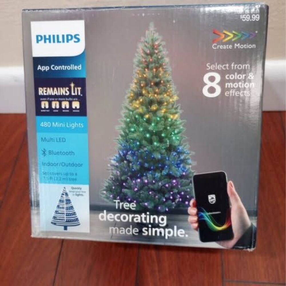 New! Phillips Rainbow Mini Lights App Controlled Motion For Decorating 480 Count